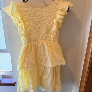 Japna Pale Yellow Ruffle Mini Dress